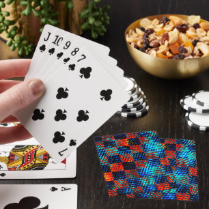 Baraja De Cartas Naranja y ajedrez azul, sucio falso o manchado
