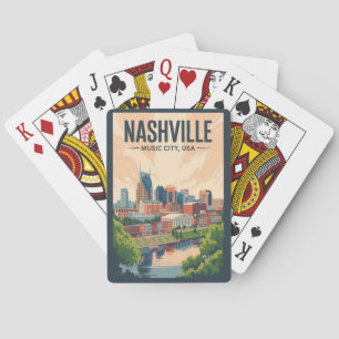 Baraja De Cartas Nashville Tennessee Skyline Travel Art Vintage