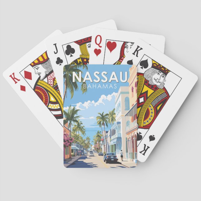 Baraja De Cartas Nassau Bahamas Viaja por arte (Reverso)