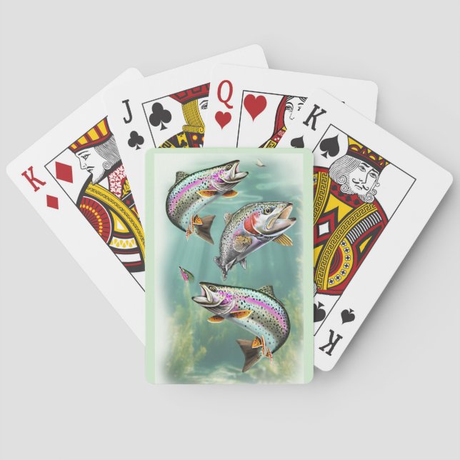 Baraja De Cartas Natación de trucha arco iris (Reverso)