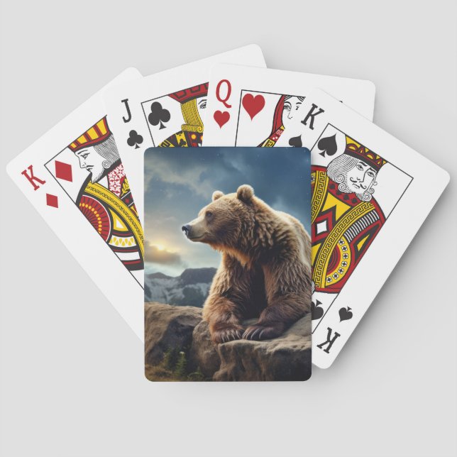Baraja De Cartas Naturaleza animal de oso pardo majestuoso salvaje (Reverso)