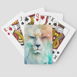 Baraja De Cartas Naturaleza animal salvaje de león acuarela Pintura