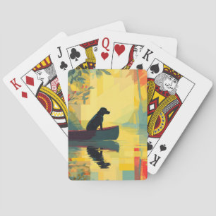 Baraja De Cartas Naturaleza Minimalista Labrador Negro Canoa