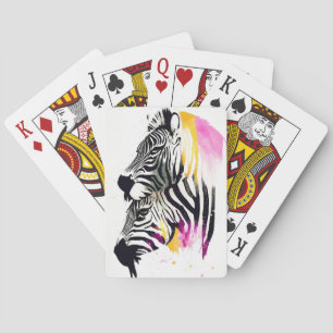 Baraja De Cartas Naturaleza silvestre cebra Colores animales Pintur