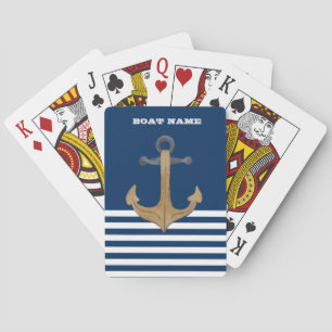 Baraja De Cartas Náutica, Marina de Ancla Vintage con franja azul