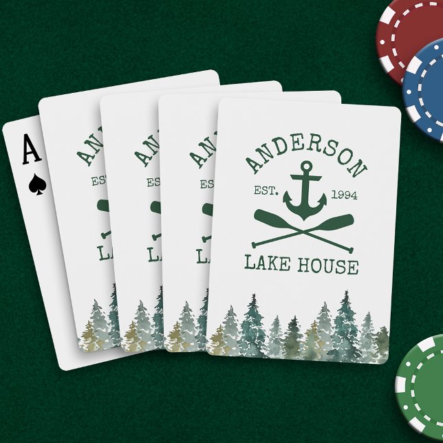 Baraja De Cartas Náutica Oars Pines Family Lake House (Customize to change text size, color or style.)