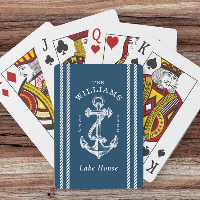 Baraja De Cartas Nautical Anchor Lake House Navy Blue (Subido por el creador)