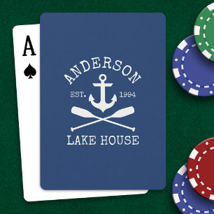 Baraja De Cartas Nautical Anchor Oars Naval Blue Family Lake House
