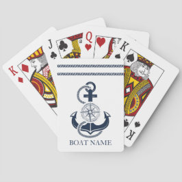 Baraja De Cartas Nautical Blue Anchor Bote Name