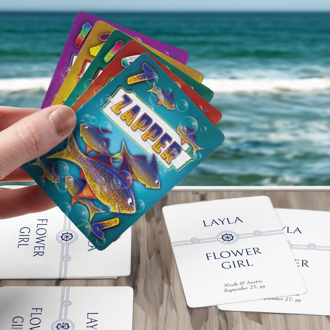 Baraja De Cartas Nautical Bridal Party Gige Flower Girl (Nautical wedding flower girl card game - or personalize for anyone in your wedding party)