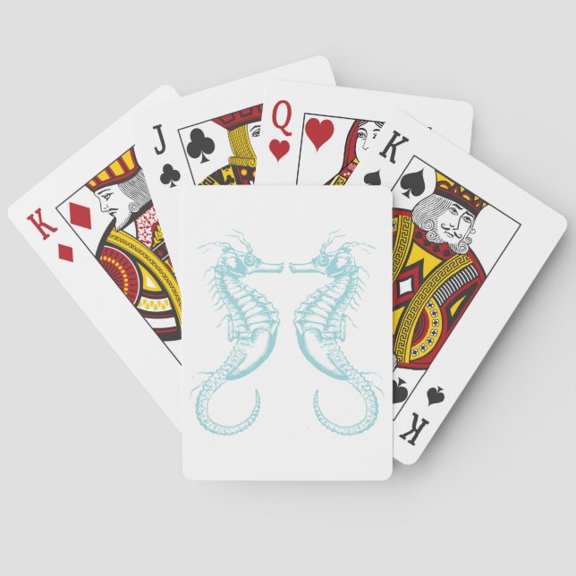 Baraja De Cartas Nautical Vintage Marine Seahorse (Reverso)