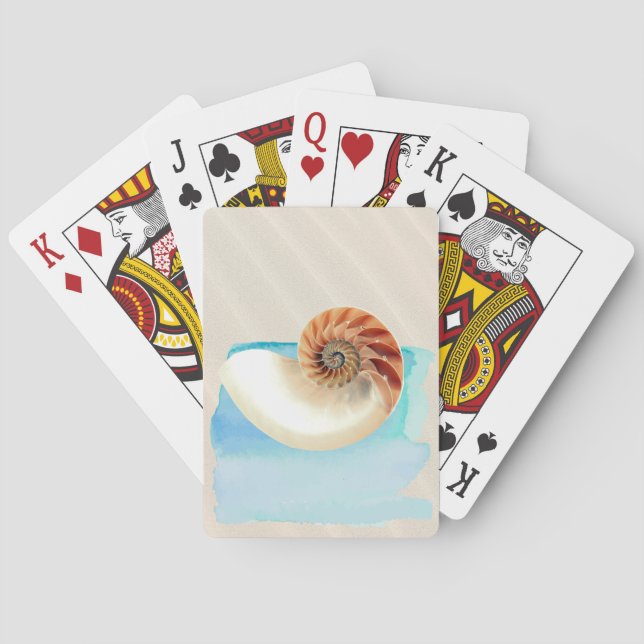 Baraja De Cartas Nautilus Seashell and Sand (Reverso)
