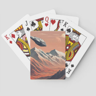 Baraja De Cartas Nave espacial viajando a través de montañas