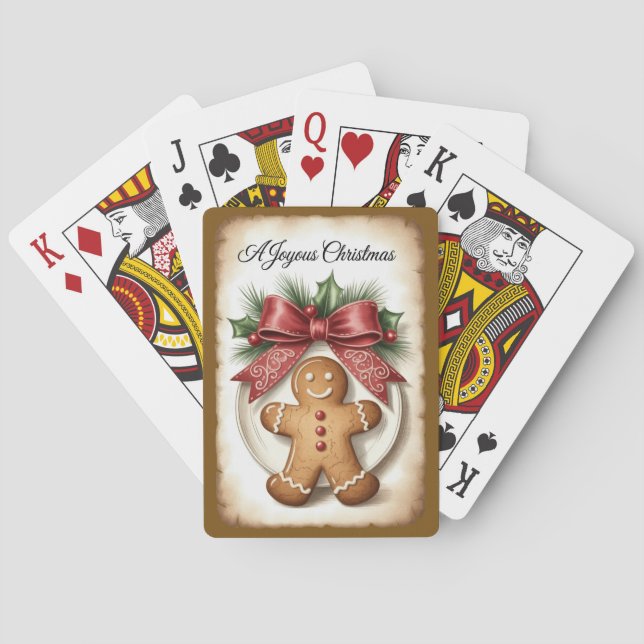 Baraja De Cartas Navidad alegre con un hombre de jengibre (Reverso)