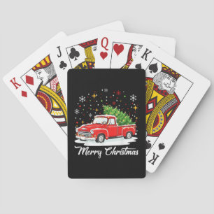 Baraja De Cartas Navidad Alegre Vintage Camión Rojo Santa Árbol Fam