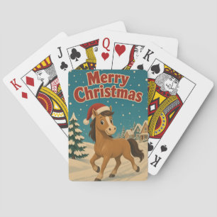Baraja De Cartas Navidad Animal Caballo en el Camino de la Cabaña
