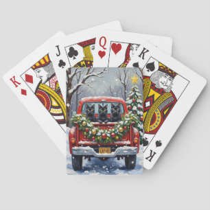 Baraja De Cartas Navidad Camioneta Roja Gato Negro Fiesta