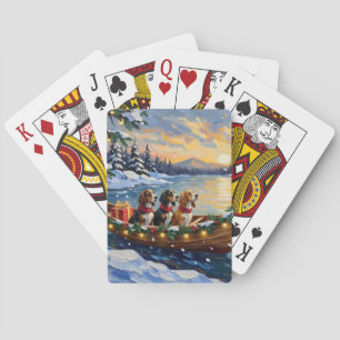 Baraja De Cartas Navidad con Basset Hound en Barco