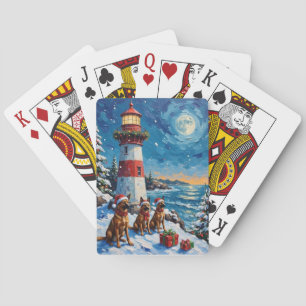 Baraja De Cartas Navidad con Faro de Malinois Belga