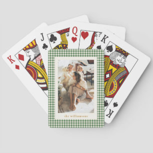 Baraja De Cartas Navidad con foto personalizada de cuadros gingham 