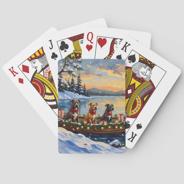 Baraja De Cartas Navidad de barco de Pitbull (Reverso)