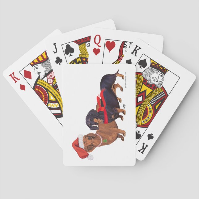 Baraja De Cartas Navidad de los Dachshunds (Reverso)