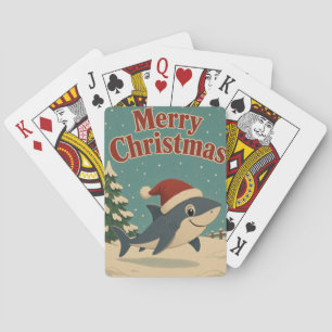 Baraja De Cartas Navidad de tiburón en el patio de invierno
