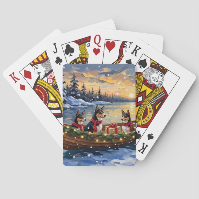 Baraja De Cartas Navidad en Barco Basenji (Reverso)