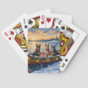 Baraja De Cartas Navidad en Barco con Malinois Belga