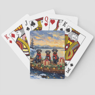 Baraja De Cartas Navidad en Barco con Weimaraner
