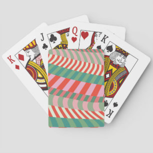 Baraja De Cartas Navidad moderna rojo verde rosa rayas geométricas