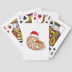 Baraja De Cartas Navidad Nautilus Pompilius Sombrero Santa Festivo