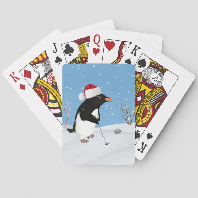 Baraja De Cartas Navidad, pingüino que juega a golf (Reverso)