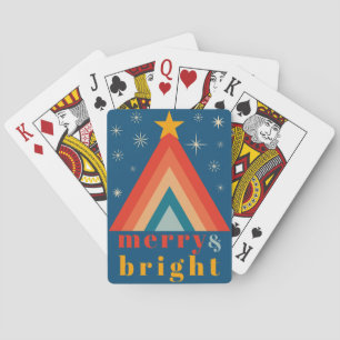 Baraja De Cartas Navidad Retro Groovy Minimalista Roja y Azul