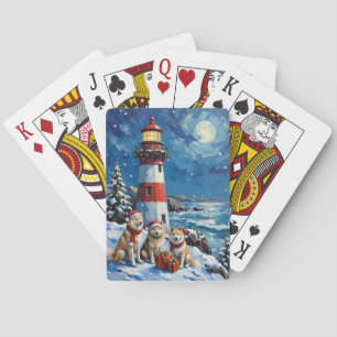 Baraja De Cartas Navidad Samoyed Faro Fiesta