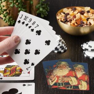 Baraja De Cartas Navidad Vintage, alegre Papá Noel con juguetes