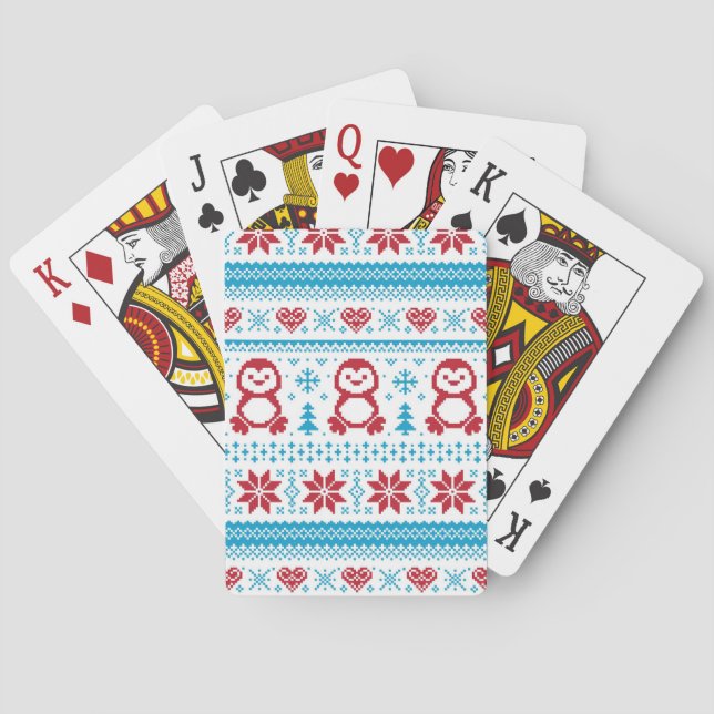 Baraja De Cartas Navidad y modelo hecho punto invierno (Reverso)