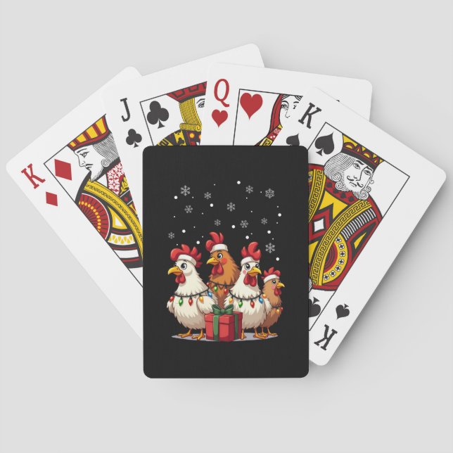 Baraja De Cartas Navidades alumbran pollo Santa Funny Xmas (Reverso)