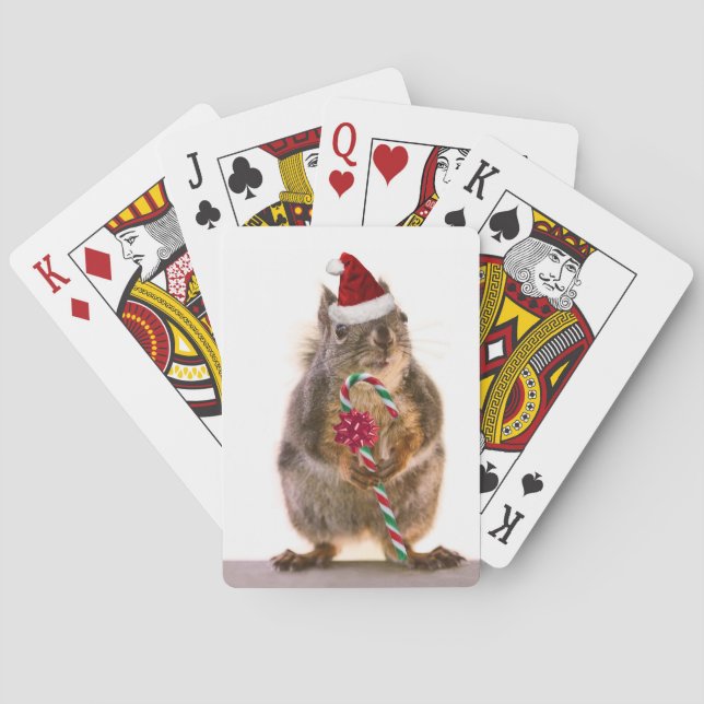 Baraja De Cartas Navidades ardilla con candy cane (Reverso)