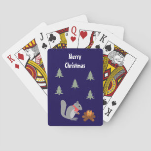 Baraja De Cartas Navidades ardillas asando hazellanas en incendio d