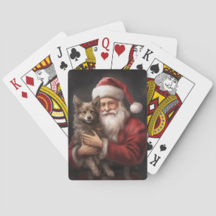 Baraja De Cartas Navidades australianos de Kelpie con Santa Claus