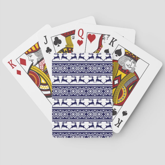 Baraja De Cartas Navidades, azul y blanco escandinavo (Reverso)