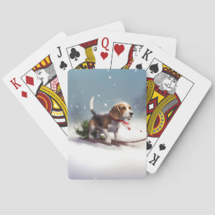 Baraja De Cartas Navidades Beagle en invierno
