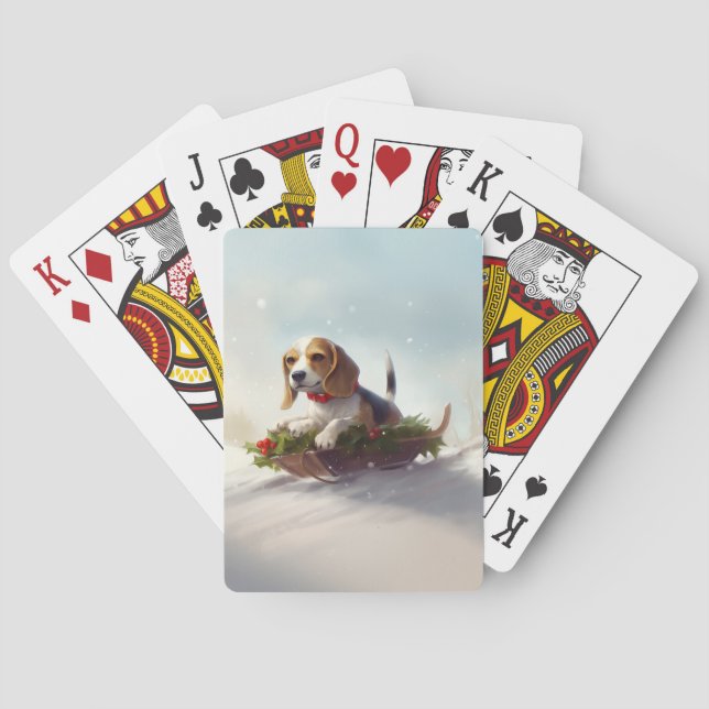 Baraja De Cartas Navidades Beagle en invierno (Reverso)