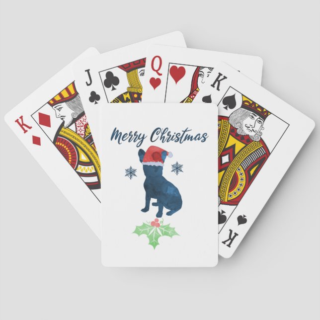 Baraja De Cartas Navidades Bulldog francés (Reverso)