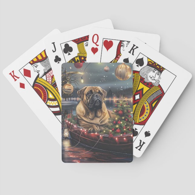 Baraja De Cartas Navidades Bullmastiff Voyage festivo (Reverso)