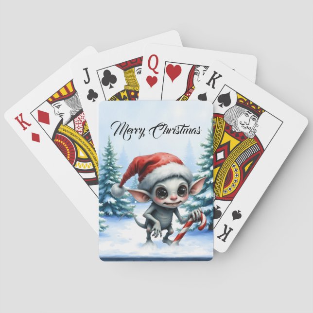 Baraja De Cartas Navidades caprichosos se codean con Candy Cane. (Reverso)