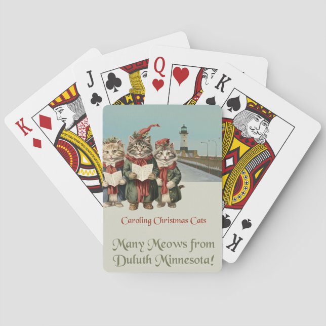 Baraja De Cartas Navidades cargando gatos Duluth Minnesota (Reverso)