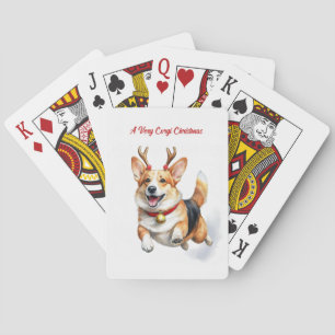 Baraja De Cartas Navidades Corgi con corbatas de renos saltando