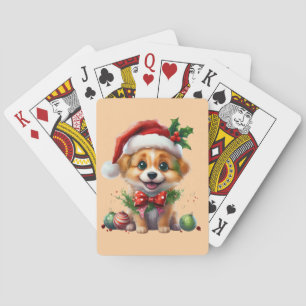 Baraja De Cartas Navidades cortos con Santa Hat y Bow